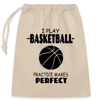 I_Play_Basketball_Practise_Makes_Perfect - Sac cadeau en coton avec cordon (25 x 30 cm) - nature - Devant