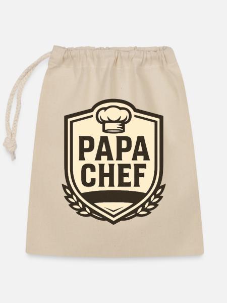 Papa Chef Kulinarisches Wappen - Verschließbarer Geschenkbeutel aus Baumwolle (25x30cm) - Natur