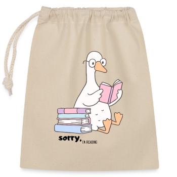 L’oie de la lecture avec des lunettes - Sac cadeau en coton avec cordon (25 x 30 cm) - nature - Devant