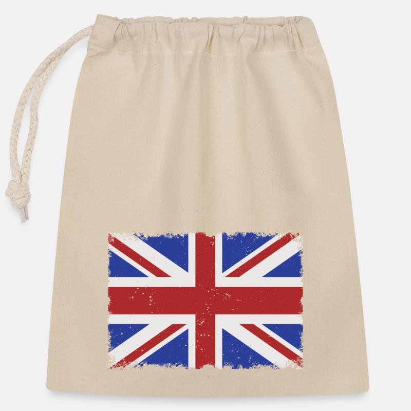 Drapeau Royaume-Uni Grunge - Sac cadeau en coton avec cordon (25 x 30 cm) - nature