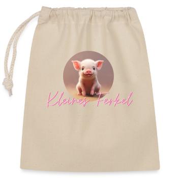 Kleines Ferkel - Verschließbarer Geschenkbeutel aus Baumwolle (25x30cm) - Natur - Vorne