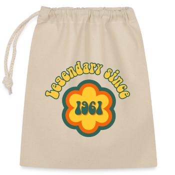 Legendary since 1961 Birthday Retro Flower - Closable cotton gift bag (25x30cm) - nature - Front