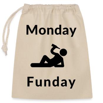 Monday Funday - Closable cotton gift bag (25x30cm) - nature - Front