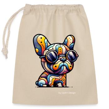 Frenchie Summer - Verschließbarer Geschenkbeutel aus Baumwolle (25x30cm) - Natur - Vorne