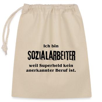 Sozialarbeiter - weil Superheldin kein anerkannter - Verschließbarer Geschenkbeutel aus Baumwolle (25x30cm) - Natur - Vorne
