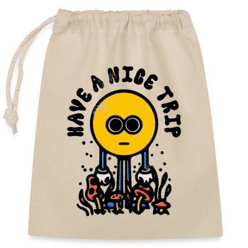 Bon voyage | Psychédélique | Champignons magiques - Sac cadeau en coton avec cordon (25 x 30 cm) - nature - Devant