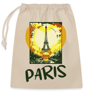 Paris, France, Ville, Horizon, Tour Eiffel, Coeur - Sac cadeau en coton avec cordon (25 x 30 cm) - nature - Devant