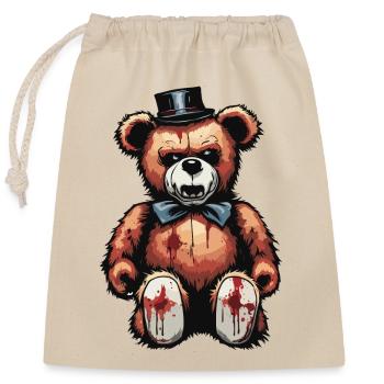 Teddybär / Kuscheltier / Stofftier / Geschenkidee - Verschließbarer Geschenkbeutel aus Baumwolle (25x30cm) - Natur - Vorne