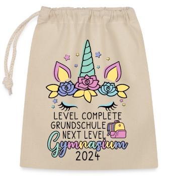 Level Compelete Next Level Gymnasium 2024 - Verschließbarer Geschenkbeutel aus Baumwolle (25x30cm) - Natur - Vorne