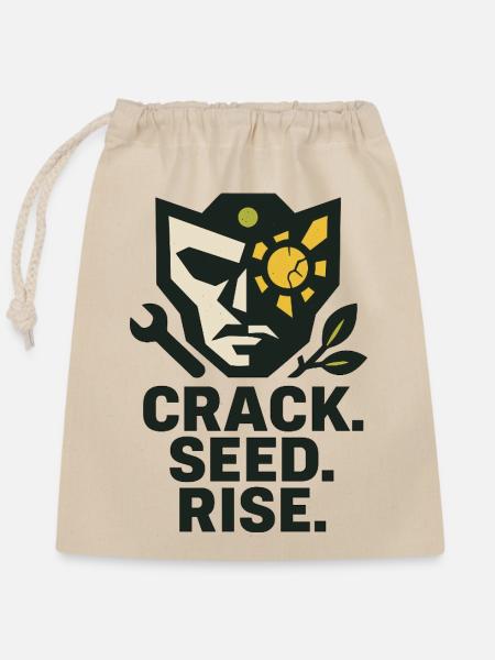 Crack. Seed. Rise. – Solarpunk - Verschließbarer Geschenkbeutel aus Baumwolle (25x30cm) - Natur