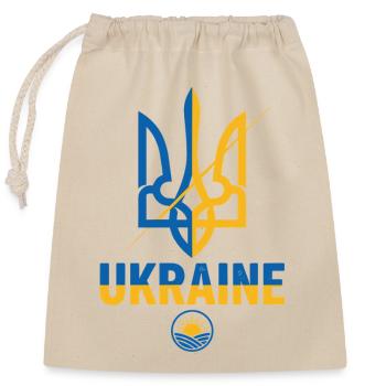 Écusson du trident en bleu et jaune - Sac cadeau en coton avec cordon (25 x 30 cm) - nature - Devant