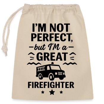 Super héros pompier - Sac cadeau en coton avec cordon (25 x 30 cm) - nature - Devant