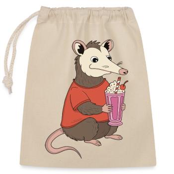 Opossum-Milchshake-Delight - Verschließbarer Geschenkbeutel aus Baumwolle (25x30cm) - Natur - Vorne