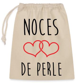 Pearl Wedding 30 Years - Closable cotton gift bag (25x30cm) - nature - Front