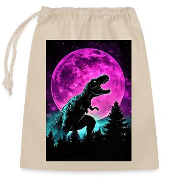 Night T-Rex Neon Moon Silhouette - Closable cotton gift bag (25x30cm) - nature - Front