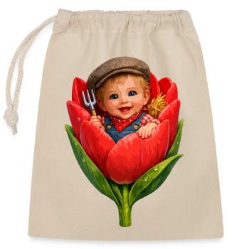 Bébé dans Tulip Bud - Sac cadeau en coton avec cordon (25 x 30 cm) - nature - Devant