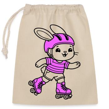 roller skating girl - Closable cotton gift bag (25x30cm) - nature - Front