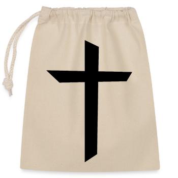 Christian Cross - Closable cotton gift bag (25x30cm) - nature - Front