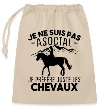 Je préfère juste les chevaux - Sac cadeau en coton avec cordon (25 x 30 cm) - nature - Devant
