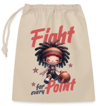 Fight for every Point Basketball - Verschließbarer Geschenkbeutel aus Baumwolle (25x30cm) - Natur - Vorne