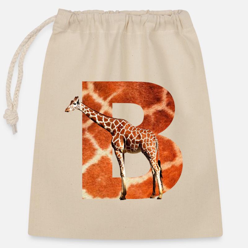 giraffe b - Verschließbarer Geschenkbeutel aus Baumwolle (25x30cm) - Natur