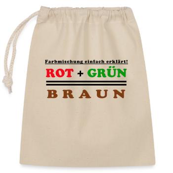 rot + grün = braun - Verschließbarer Geschenkbeutel aus Baumwolle (25x30cm) - Natur - Vorne