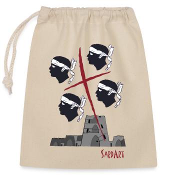 4 Mori - The Sardinian flag with nuraghi - Closable cotton gift bag (25x30cm) - nature - Front