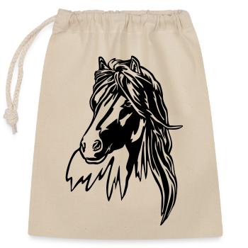 Tête de cheval - Sac cadeau en coton avec cordon (25 x 30 cm) - nature - Devant