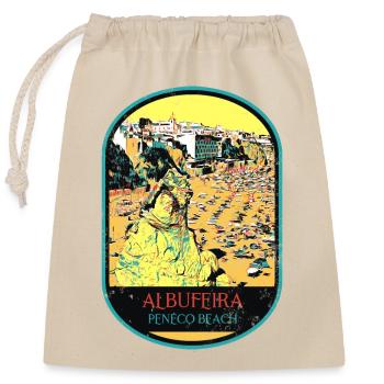Albufeira Algarve Portugal, plage été soleil rétro - Sac cadeau en coton avec cordon (25 x 30 cm) - nature - Devant