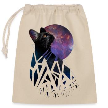 Space Cat - Space Animals Serie - Verschließbarer Geschenkbeutel aus Baumwolle (25x30cm) - Natur - Vorne