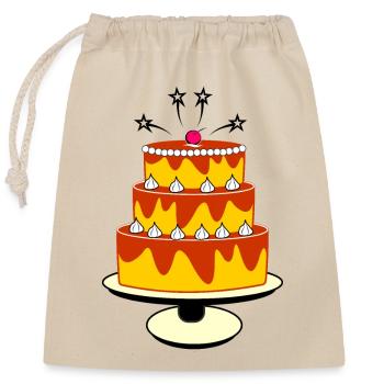 birthday cake color - Closable cotton gift bag (25x30cm) - nature - Front