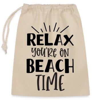 Relax you are on Beach Time - Closable cotton gift bag (25x30cm) - nature - Front