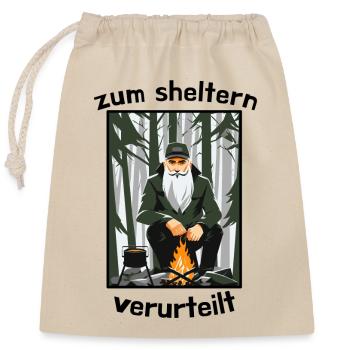 Shelter Shirt Zelten Outdoor Feuer Mann Bart Funny - Verschließbarer Geschenkbeutel aus Baumwolle (25x30cm) - Natur - Vorne