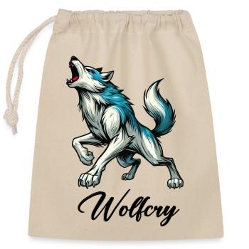 Wolf Comic - Verschließbarer Geschenkbeutel aus Baumwolle (25x30cm) - Natur - Vorne
