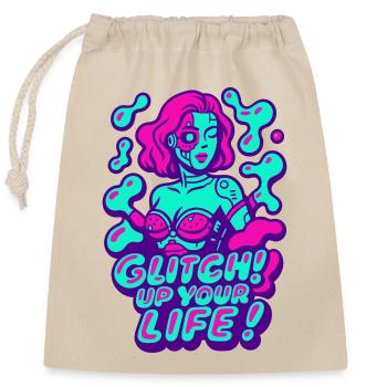 Glitch dans votre vie ! Femme Cyborg - Sac cadeau en coton avec cordon (25 x 30 cm) - nature - Devant
