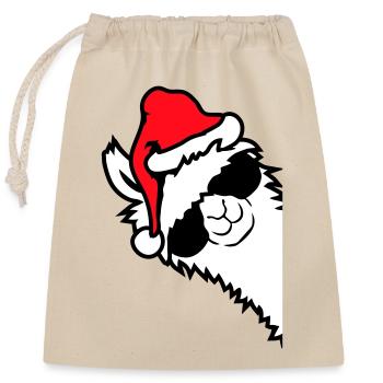 Llama Cool Sunglasses Santa Hat Side - Closable cotton gift bag (25x30cm) - nature - Front