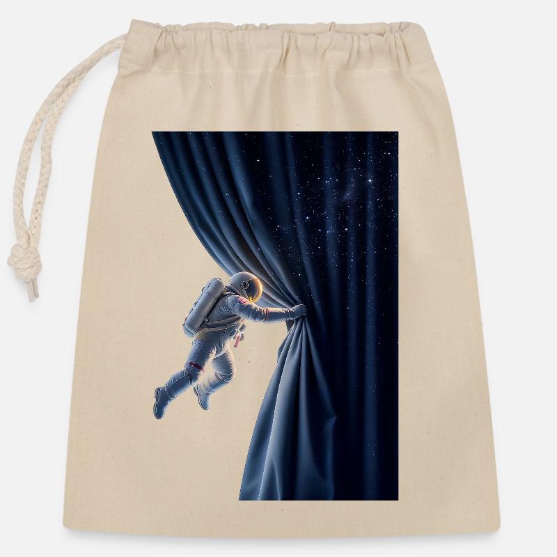 Behind the Universe – The Cosmic Curtain - Closable cotton gift bag (25x30cm) - nature