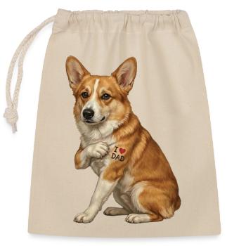 Corgi Love Dad Heart Tattoo - Closable cotton gift bag (25x30cm) - nature - Front