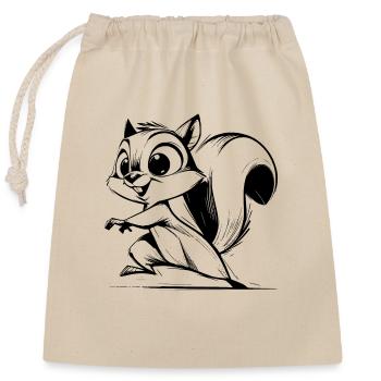 Süsses Baby Eichhörnchen Bleistift Zeichnung - Verschließbarer Geschenkbeutel aus Baumwolle (25x30cm) - Natur - Vorne