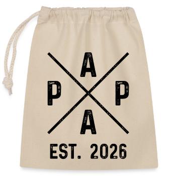Papa Est. 2026 - Verschließbarer Geschenkbeutel aus Baumwolle (25x30cm) - Natur - Vorne