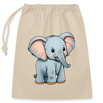 Totally cute elephant - Closable cotton gift bag (25x30cm) - nature - Front