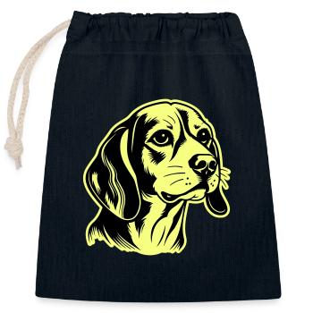 Tête de chien Beagle - Sac cadeau en coton avec cordon (25 x 30 cm) - bleu marine - Devant