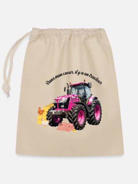 Traktor-Lüfter - Verschließbarer Geschenkbeutel aus Baumwolle (25x30cm) - Natur