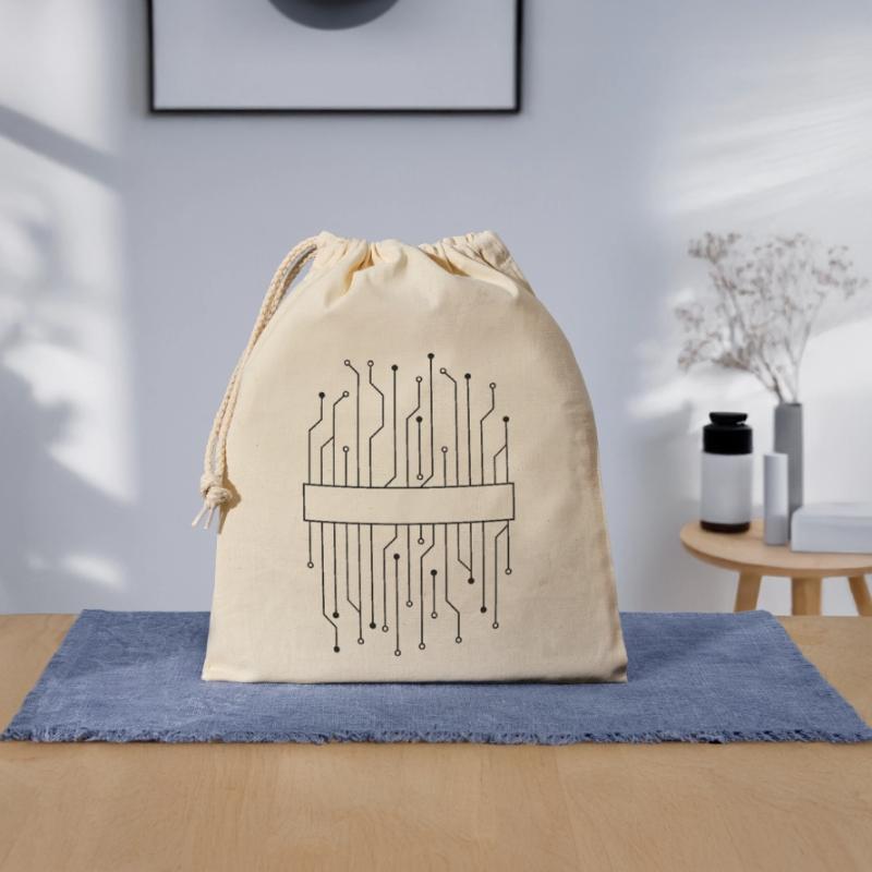 shield frame text circuit wire data microch Closable cotton gift bag (25x30cm)