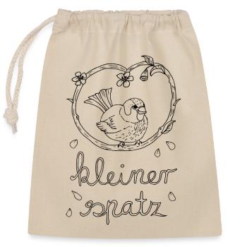 Kleiner Spatz ein süßes Motiv für Kinder - Verschließbarer Geschenkbeutel aus Baumwolle (25x30cm) - Natur - Vorne