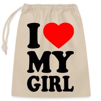 I love my girl - Sac cadeau en coton avec cordon (25 x 30 cm) - nature - Devant