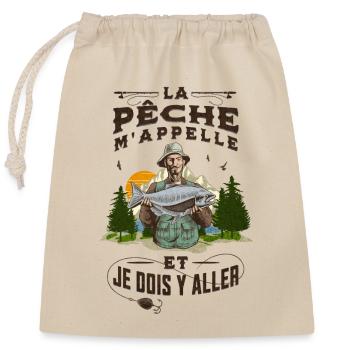 L' APPEL DE LA PÊCHE - Sac cadeau en coton avec cordon (25 x 30 cm) - nature - Devant
