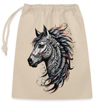 Horse Head Majestic Tribal Horse Tattoo - Closable cotton gift bag (25x30cm) - nature - Front