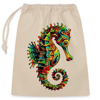 Hippocampe - Sac cadeau en coton avec cordon (25 x 30 cm) - nature - Devant