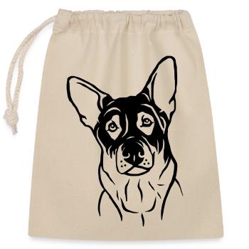 Chien de berger - Sac cadeau en coton avec cordon (25 x 30 cm) - nature - Devant